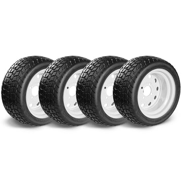 18x850-12 Flat Free Golf Cart & Industrial Vehicle Tires & Wheel Assembly - Set of 4-(1885012)