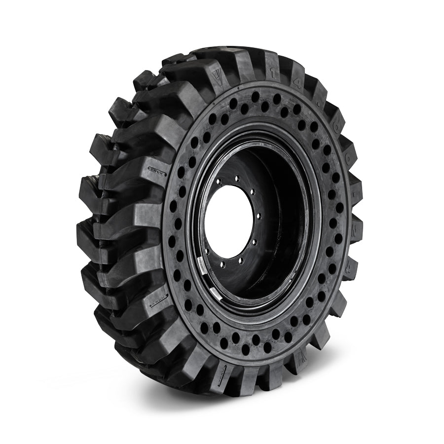 Telehandler Solid Tire & Wheel Assembly 14.00-24 R-4 Tread