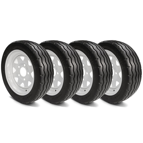 480x12 Flat Free Golf Cart & Industrial Vehicle Tires & Wheel Assembly - Set of 4-(48012)